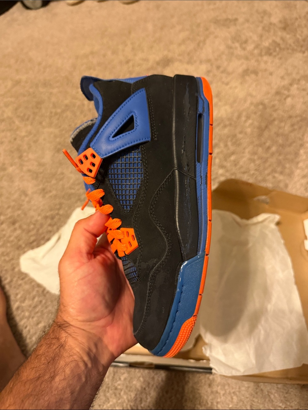 Air Jordan 4 Retro(GS) Black/Safety Orange-Game Royal